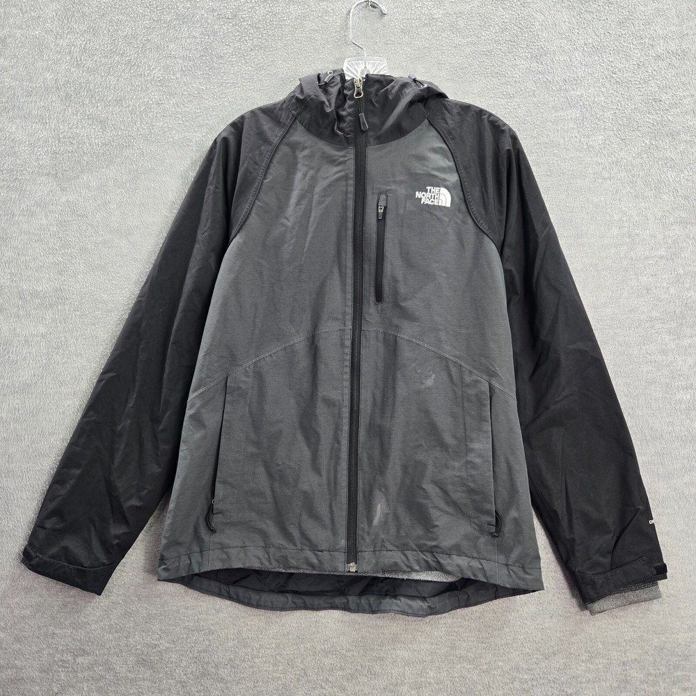 The North Face Women Jacket Medium Gray Hooded Dryvent Pockets Full Zip READ